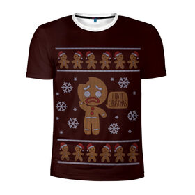 Мужская футболка 3D спортивная с принтом I Hate Christmas в Новосибирске, 100% полиэстер с улучшенными характеристиками | приталенный силуэт, круглая горловина, широкие плечи, сужается к линии бедра | Тематика изображения на принте: 