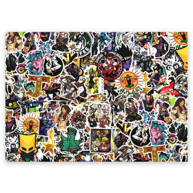 Поздравительная открытка с принтом JoJo’s Sticker Bombing в Новосибирске, 100% бумага | плотность бумаги 280 г/м2, матовая, на обратной стороне линовка и место для марки
 | Тематика изображения на принте: anime | jojo’s bizarre adventure | sticker bombing | аниме | джо джо | жо жо | манга | мультфильм | невероятные приключения джоджо | персонаж | стикер бомбинг