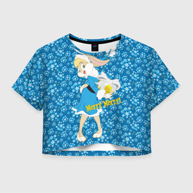 Женская футболка Crop-top 3D с принтом Kooky Christmas в Новосибирске, 100% полиэстер | круглая горловина, длина футболки до линии талии, рукава с отворотами | bunny | lola | looney | tunes | vdzajul | бани | банни | лола