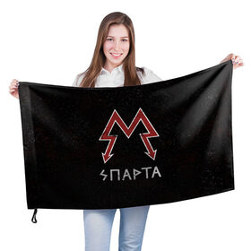 Флаг 3D с принтом Спарта в Новосибирске, 100% полиэстер | плотность ткани — 95 г/м2, размер — 67 х 109 см. Принт наносится с одной стороны | metro 2033 | логотип | спарта | фракция