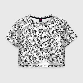 Женская футболка Crop-top 3D с принтом Дзен в Новосибирске, 100% полиэстер | круглая горловина, длина футболки до линии талии, рукава с отворотами | abstract | flowers | texturae | абстракция | белый | стиль | текстура | цветы | черно белый | черный