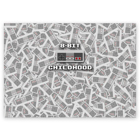 Поздравительная открытка с принтом 8-bit childhood в Новосибирске, 100% бумага | плотность бумаги 280 г/м2, матовая, на обратной стороне линовка и место для марки
 | Тематика изображения на принте: 8 bit | 8 бит | dendy | nes | nintendo | денди | джойстик | нинтендо