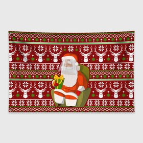 Флаг-баннер с принтом Санта с защитным экраном в Новосибирске, 100% полиэстер | размер 67 х 109 см, плотность ткани — 95 г/м2; по краям флага есть четыре люверса для крепления | deer | happy new year | new year | santa | защитный экран | корона | коронавирус | новогодний свитер | новый год | санта | санта клаус | свитер | свитер с маской | свитер с оленями