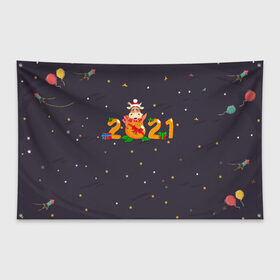 Флаг-баннер с принтом 2021 Новый Год в Новосибирске, 100% полиэстер | размер 67 х 109 см, плотность ткани — 95 г/м2; по краям флага есть четыре люверса для крепления | 