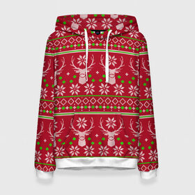 Женская толстовка 3D с принтом Viral sweater в Новосибирске, 100% полиэстер  | двухслойный капюшон со шнурком для регулировки, мягкие манжеты на рукавах и по низу толстовки, спереди карман-кенгуру с мягким внутренним слоем. | deer | happy new year | new year | santa | защитный экран | корона | коронавирус | новогодний свитер | новый год | свитер | свитер с маской | свитер с оленями