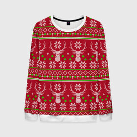 Мужской свитшот 3D с принтом Viral sweater в Новосибирске, 100% полиэстер с мягким внутренним слоем | круглый вырез горловины, мягкая резинка на манжетах и поясе, свободная посадка по фигуре | deer | happy new year | new year | santa | защитный экран | корона | коронавирус | новогодний свитер | новый год | свитер | свитер с маской | свитер с оленями