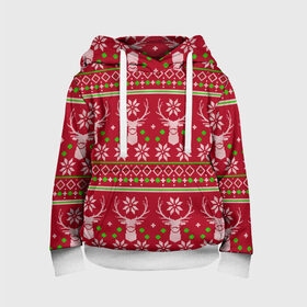 Детская толстовка 3D с принтом Viral sweater в Новосибирске, 100% полиэстер | двухслойный капюшон со шнурком для регулировки, мягкие манжеты на рукавах и по низу толстовки, спереди карман-кенгуру с мягким внутренним слоем | deer | happy new year | new year | santa | защитный экран | корона | коронавирус | новогодний свитер | новый год | свитер | свитер с маской | свитер с оленями