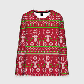 Мужской лонгслив 3D с принтом Viral sweater в Новосибирске, 100% полиэстер | длинные рукава, круглый вырез горловины, полуприлегающий силуэт | Тематика изображения на принте: deer | happy new year | new year | santa | защитный экран | корона | коронавирус | новогодний свитер | новый год | свитер | свитер с маской | свитер с оленями
