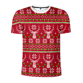 Мужская футболка 3D спортивная с принтом Viral sweater в Новосибирске, 100% полиэстер с улучшенными характеристиками | приталенный силуэт, круглая горловина, широкие плечи, сужается к линии бедра | Тематика изображения на принте: deer | happy new year | new year | santa | защитный экран | корона | коронавирус | новогодний свитер | новый год | свитер | свитер с маской | свитер с оленями