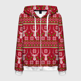 Мужская толстовка 3D на молнии с принтом Viral sweater в Новосибирске, 100% полиэстер | длина до линии бедра, манжеты и пояс оформлены мягкой тканевой резинкой, двухслойный капюшон со шнурком для регулировки, спереди молния, по бокам два кармана | Тематика изображения на принте: deer | happy new year | new year | santa | защитный экран | корона | коронавирус | новогодний свитер | новый год | свитер | свитер с маской | свитер с оленями