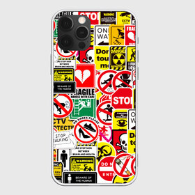 Чехол для iPhone 12 Pro Max с принтом Запрещающие знаки в Новосибирске, Силикон |  | danger | sticker bombing | запрещающие знаки | опасность | прикол | стикер бомбинг | череп