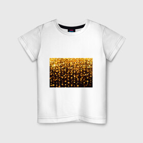 Детская футболка хлопок с принтом ЗОЛОТЫЕ БЛЕСТКИ в Новосибирске, 100% хлопок | круглый вырез горловины, полуприлегающий силуэт, длина до линии бедер | gold | pattern | rain | блестки | блестящий | дождь | звезды | золото | красиво | новый год | праздник | снежинки | текстуры