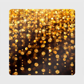 Магнит виниловый Квадрат с принтом ЗОЛОТЫЕ БЛЕСТКИ в Новосибирске, полимерный материал с магнитным слоем | размер 9*9 см, закругленные углы | gold | pattern | rain | блестки | блестящий | дождь | звезды | золото | красиво | новый год | праздник | снежинки | текстуры