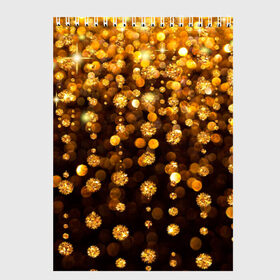 Скетчбук с принтом ЗОЛОТЫЕ БЛЕСТКИ в Новосибирске, 100% бумага
 | 48 листов, плотность листов — 100 г/м2, плотность картонной обложки — 250 г/м2. Листы скреплены сверху удобной пружинной спиралью | gold | pattern | rain | блестки | блестящий | дождь | звезды | золото | красиво | новый год | праздник | снежинки | текстуры