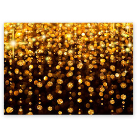 Поздравительная открытка с принтом ЗОЛОТЫЕ БЛЕСТКИ в Новосибирске, 100% бумага | плотность бумаги 280 г/м2, матовая, на обратной стороне линовка и место для марки
 | gold | pattern | rain | блестки | блестящий | дождь | звезды | золото | красиво | новый год | праздник | снежинки | текстуры
