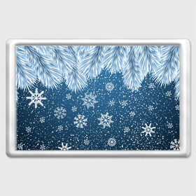 Магнит 45*70 с принтом Снежное Настроенние в Новосибирске, Пластик | Размер: 78*52 мм; Размер печати: 70*45 | елочные иголки | новый год | рисунок | снег | снежинки