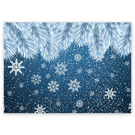 Поздравительная открытка с принтом Снежное Настроенние в Новосибирске, 100% бумага | плотность бумаги 280 г/м2, матовая, на обратной стороне линовка и место для марки
 | елочные иголки | новый год | рисунок | снег | снежинки