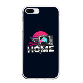 Чехол для iPhone 7Plus/8 Plus матовый с принтом Stay Home в Новосибирске, Силикон | Область печати: задняя сторона чехла, без боковых панелей | коронавирус | мем | неон | ретро | самоизоляция | социальная дистанция | туалетная бумага