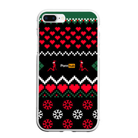 Чехол для iPhone 7Plus/8 Plus матовый с принтом PORN HUB в Новосибирске, Силикон | Область печати: задняя сторона чехла, без боковых панелей | 2021 | new year | новый 2021 год | новый год | поцелуй меня | с новым годом | свитер | свитер на новый год | сердечки
