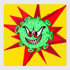 Магнитный плакат 3Х3 с принтом Вирус в Новосибирске, Полимерный материал с магнитным слоем | 9 деталей размером 9*9 см | Тематика изображения на принте: covid 19 | валюты | вирус | звезда | зеленый | злой | зубы | корона | коронавирус | монстр