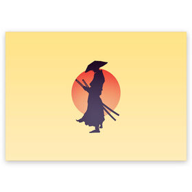 Поздравительная открытка с принтом Ронин в Новосибирске, 100% бумага | плотность бумаги 280 г/м2, матовая, на обратной стороне линовка и место для марки
 | Тематика изображения на принте: bushido | japan | japanes | katana | ronin | samurai | sword | бусидо | воин | восходящее солнце | катана | кимоно | меч | мечник | рассвет | ронин | самурай | самурайский | силуэт | силуэт воина | солнце | якудза | японец