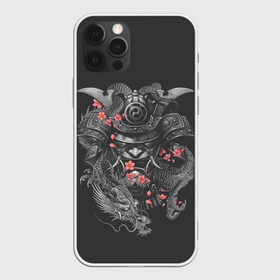 Чехол для iPhone 12 Pro Max с принтом Самурай и дракон в Новосибирске, Силикон |  | Тематика изображения на принте: cherry | flower petals | helmet | japan | katana | ronin | sakura | samurai | вишня | катана | лепестки цветка | ронин | сакура | самурай | шлем | япония