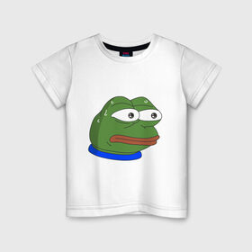 Детская футболка хлопок с принтом Pepe MonkaS в Новосибирске, 100% хлопок | круглый вырез горловины, полуприлегающий силуэт, длина до линии бедер | monkas | pepe | испуг | лягушка | мем | пепе | эмоут