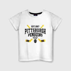 Детская футболка хлопок с принтом Питтсбург Пингвинз в Новосибирске, 100% хлопок | круглый вырез горловины, полуприлегающий силуэт, длина до линии бедер | Тематика изображения на принте: hockey | nhl | penguins | pittsburg | pittsburgh | pittsburgh penguins | usa | нхл | пингвинз | питтсбург | питтсбург пингвинз | спорт | сша | хоккей | шайба