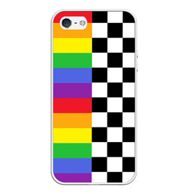 Чехол для iPhone 5/5S матовый с принтом Rainbow в Новосибирске, Силикон | Область печати: задняя сторона чехла, без боковых панелей | Тематика изображения на принте: музыкант | паттерн | полосы | радуга | реп | рэп | текаши | шахматы | шашки