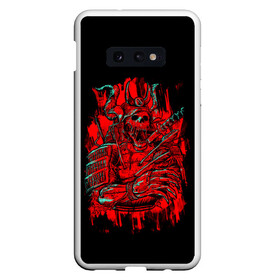 Чехол для Samsung S10E с принтом Death Samurai в Новосибирске, Силикон | Область печати: задняя сторона чехла, без боковых панелей | Тематика изображения на принте: 2077 | art | blood | cyber | cyberpunk | dead | death | demon | japan | mask | ninja | oni | samurai | shadow | shogun | tokyo | warior | арт | воин | война | демон | катана | кибер | киберпанк | кровь | маска | мертвый | ниндзя | путь | самурай