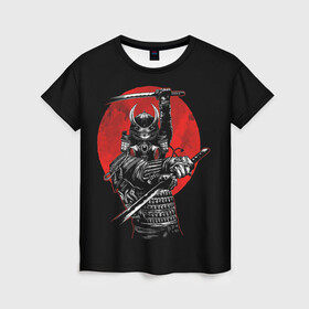 Женская футболка 3D с принтом Samurai в Новосибирске, 100% полиэфир ( синтетическое хлопкоподобное полотно) | прямой крой, круглый вырез горловины, длина до линии бедер | 2077 | art | blood | cyber | cyberpunk | dead | death | demon | japan | mask | ninja | oni | samurai | shadow | shogun | tokyo | warior | арт | воин | война | демон | катана | кибер | киберпанк | кровь | маска | мертвый | ниндзя | путь | самурай