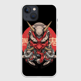 Чехол для iPhone 13 с принтом Cyber Oni Samurai в Новосибирске,  |  | 2077 | art | blood | cyber | cyberpunk | dead | death | demon | japan | mask | ninja | oni | samurai | shadow | shogun | tokyo | warior | арт | воин | война | демон | катана | кибер | киберпанк | кровь | маска | мертвый | ниндзя | путь | самурай