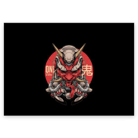 Поздравительная открытка с принтом Cyber Oni Samurai в Новосибирске, 100% бумага | плотность бумаги 280 г/м2, матовая, на обратной стороне линовка и место для марки
 | Тематика изображения на принте: 2077 | art | blood | cyber | cyberpunk | dead | death | demon | japan | mask | ninja | oni | samurai | shadow | shogun | tokyo | warior | арт | воин | война | демон | катана | кибер | киберпанк | кровь | маска | мертвый | ниндзя | путь | самурай
