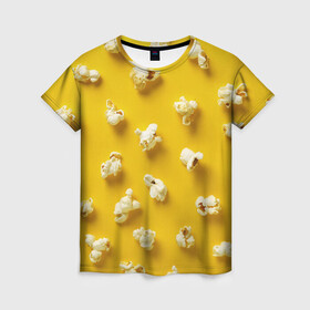 Женская футболка 3D с принтом Попкорн в Новосибирске, 100% полиэфир ( синтетическое хлопкоподобное полотно) | прямой крой, круглый вырез горловины, длина до линии бедер | popcorn | воздушная | еда | кино | кинотеатр | кукуруза | кушать | попкорн | сладкий | соленый | сырный | хрустящий