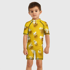 Детский купальный костюм 3D с принтом Попкорн в Новосибирске, Полиэстер 85%, Спандекс 15% | застежка на молнии на спине | popcorn | воздушная | еда | кино | кинотеатр | кукуруза | кушать | попкорн | сладкий | соленый | сырный | хрустящий