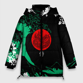 Женская зимняя куртка 3D с принтом Japanese style в Новосибирске, верх — 100% полиэстер; подкладка — 100% полиэстер; утеплитель — 100% полиэстер | длина ниже бедра, силуэт Оверсайз. Есть воротник-стойка, отстегивающийся капюшон и ветрозащитная планка. 

Боковые карманы с листочкой на кнопках и внутренний карман на молнии | ninja | samurai | больгая волна | дракон | иероглиф | ниндзя | природа | самурай | япония | японское искусство