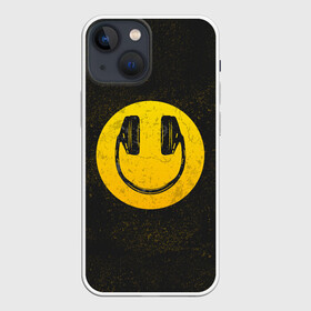Чехол для iPhone 13 mini с принтом Наушники Смайл в Новосибирске,  |  | люблю музыку | музыка | наушники | смайл | улыбка | эмодзи