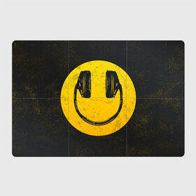 Магнитный плакат 3Х2 с принтом Наушники Смайл в Новосибирске, Полимерный материал с магнитным слоем | 6 деталей размером 9*9 см | Тематика изображения на принте: люблю музыку | музыка | наушники | смайл | улыбка | эмодзи