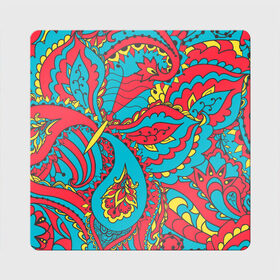 Магнит виниловый Квадрат с принтом Цветочный Узор в Новосибирске, полимерный материал с магнитным слоем | размер 9*9 см, закругленные углы | paisley | бабочка | бута | индия | ориентальный | орнамент | цветы