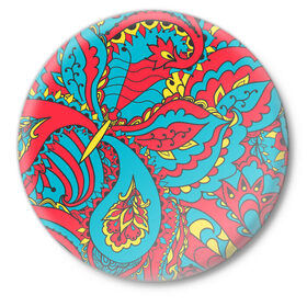 Значок с принтом Цветочный Узор в Новосибирске,  металл | круглая форма, металлическая застежка в виде булавки | paisley | бабочка | бута | индия | ориентальный | орнамент | цветы