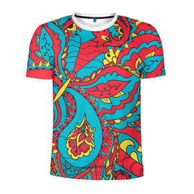 Мужская футболка 3D спортивная с принтом Цветочный Узор в Новосибирске, 100% полиэстер с улучшенными характеристиками | приталенный силуэт, круглая горловина, широкие плечи, сужается к линии бедра | Тематика изображения на принте: paisley | бабочка | бута | индия | ориентальный | орнамент | цветы