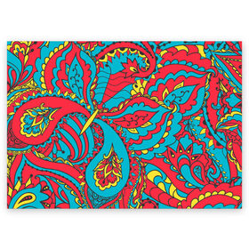 Поздравительная открытка с принтом Цветочный Узор в Новосибирске, 100% бумага | плотность бумаги 280 г/м2, матовая, на обратной стороне линовка и место для марки
 | paisley | бабочка | бута | индия | ориентальный | орнамент | цветы