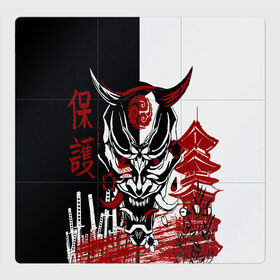 Магнитный плакат 3Х3 с принтом Самурай Samurai в Новосибирске, Полимерный материал с магнитным слоем | 9 деталей размером 9*9 см | cyberpunk 2077 | ninja | samurai | киберпанк | маска самурая | путь война | самурай | сёгун | семь самураев | токио | чёрный самурай | японский самурай