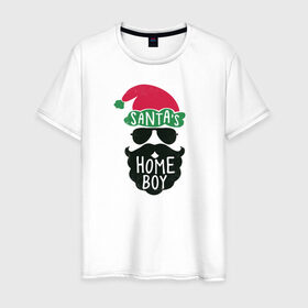 Мужская футболка хлопок с принтом Santas Home Boy в Новосибирске, 100% хлопок | прямой крой, круглый вырез горловины, длина до линии бедер, слегка спущенное плечо. | 2020 | 2021 | christmas | happy | merry | new year | зима | новогодний | новогодняя | новогодняя маска | новый год | рождественский | рождество | снег
