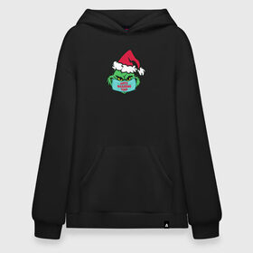 Худи SuperOversize хлопок с принтом Covid Grinch в Новосибирске, 70% хлопок, 30% полиэстер, мягкий начес внутри | карман-кенгуру, эластичная резинка на манжетах и по нижней кромке, двухслойный капюшон
 | 2020 | 2021 | christmas | grinch | new year | гринч | зима | новогодняя | новогодняя маска | новый год | рождество | снег