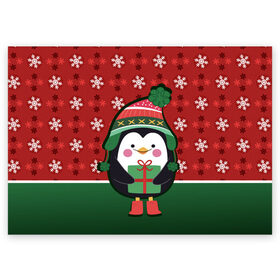 Поздравительная открытка с принтом Пингвин. Новый год в Новосибирске, 100% бумага | плотность бумаги 280 г/м2, матовая, на обратной стороне линовка и место для марки
 | зима | новый год | паттерн | пингвин | подарок | праздник | снежинки