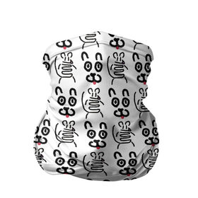 Бандана-труба 3D с принтом Кот + Мышь Черный + Белый в Новосибирске, 100% полиэстер, ткань с особыми свойствами — Activecool | плотность 150‒180 г/м2; хорошо тянется, но сохраняет форму | животные | кот | котик | мышка | мышь