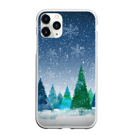 Чехол для iPhone 11 Pro Max матовый с принтом Снежинки в лесу в Новосибирске, Силикон |  | Тематика изображения на принте: winter | елки | елки в лесу | зимний лес | новогодняя | новый год | снежинки