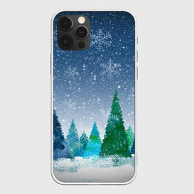 Чехол для iPhone 12 Pro Max с принтом Снежинки в лесу в Новосибирске, Силикон |  | Тематика изображения на принте: winter | елки | елки в лесу | зимний лес | новогодняя | новый год | снежинки