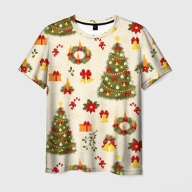 Мужская футболка 3D с принтом С Новым Годом в Новосибирске, 100% полиэфир | прямой крой, круглый вырез горловины, длина до линии бедер | 2020 | 2021 | christmas | new year | бык | год быка | дед мороз | елка | зима | новый год | подарки | праздник | рождество | с новым годом | санта | свитер | снег | снежинки